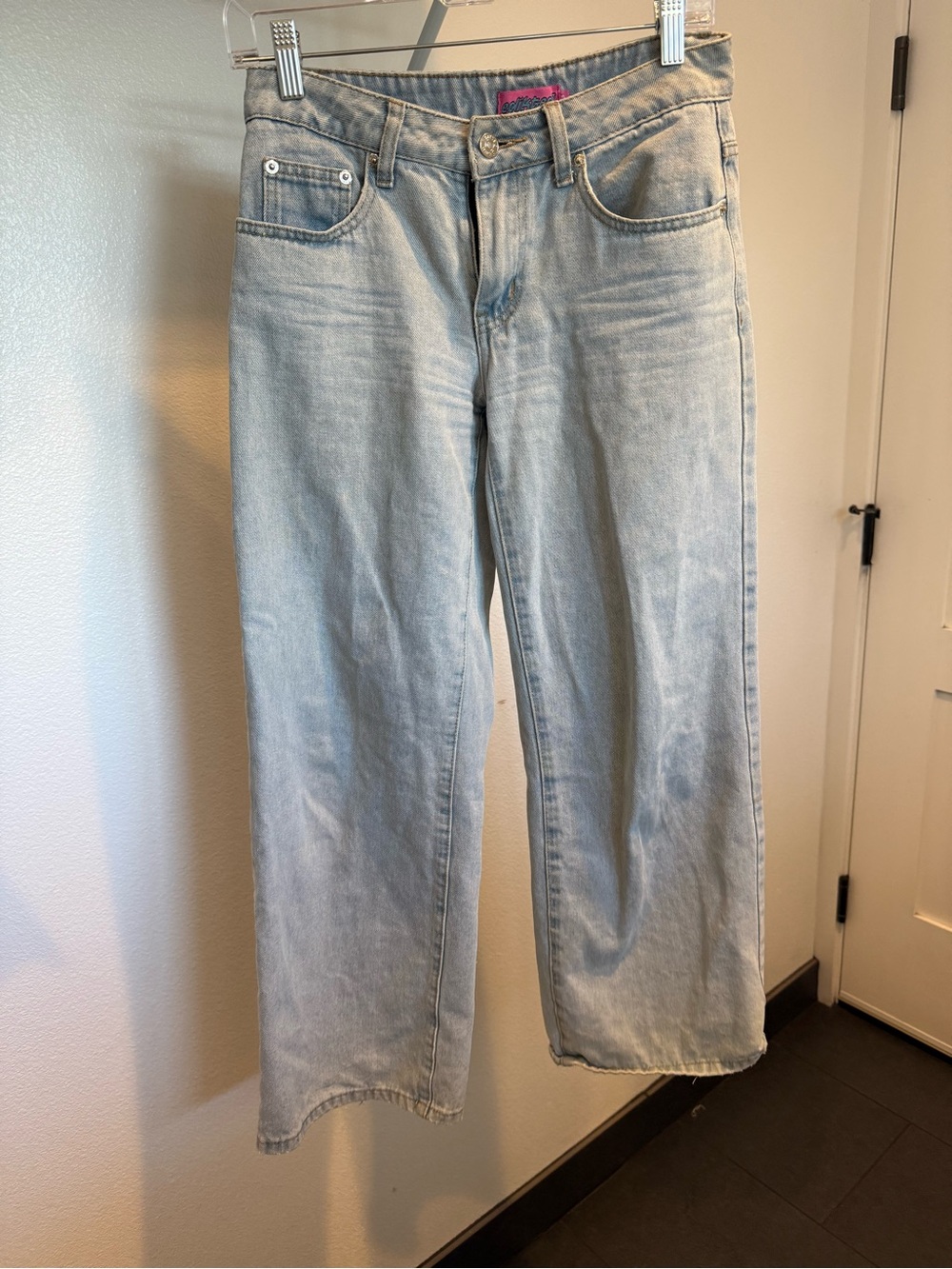 Edikted Light Wash Blue Wide Leg Jeans